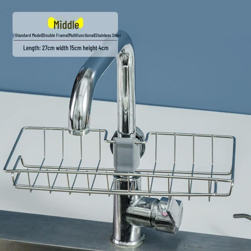 Kitchen Sink Organizer Rack for Dishwashing: Drain Basket for Sponges, Brushes, Scouring Pads, Rags
