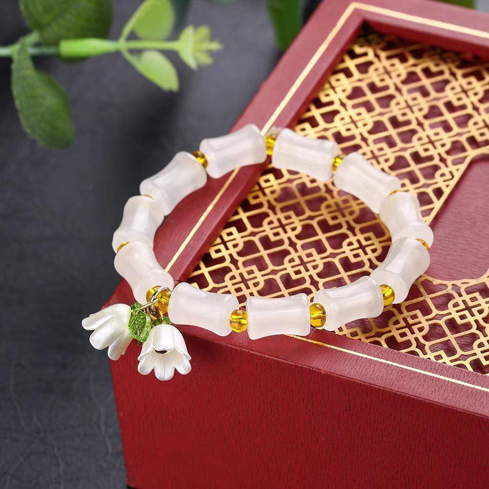 

Lily of the Valley Sweet Super Fairy Forest Style Bracelet for Women, Gift for Best Friend, Boyfriend, Career Advancement, Student Bracelet, S345White Bamboo Bracelet