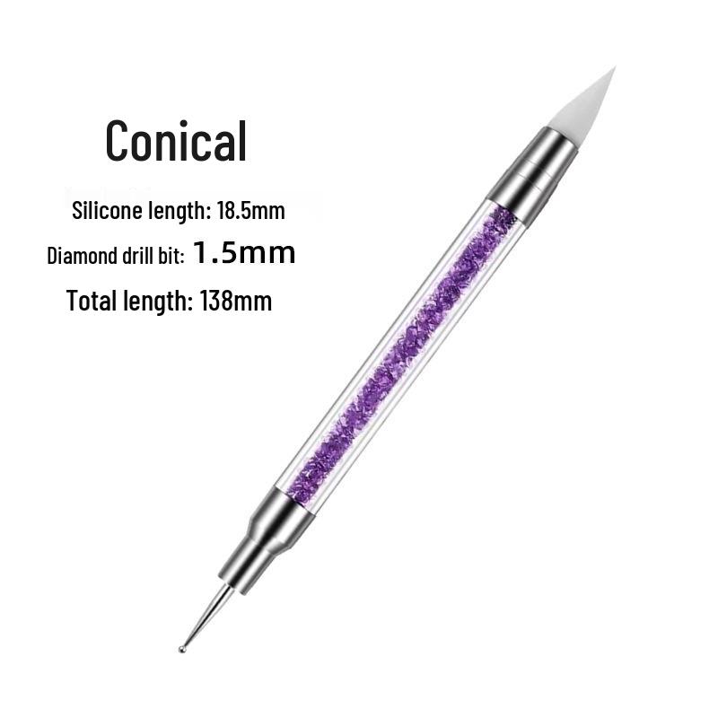 Multifunctional Double-Ended Nail Art Silicone Pen for Beading, Gluing, Carving, Rhinestone Pressing, and Embossing