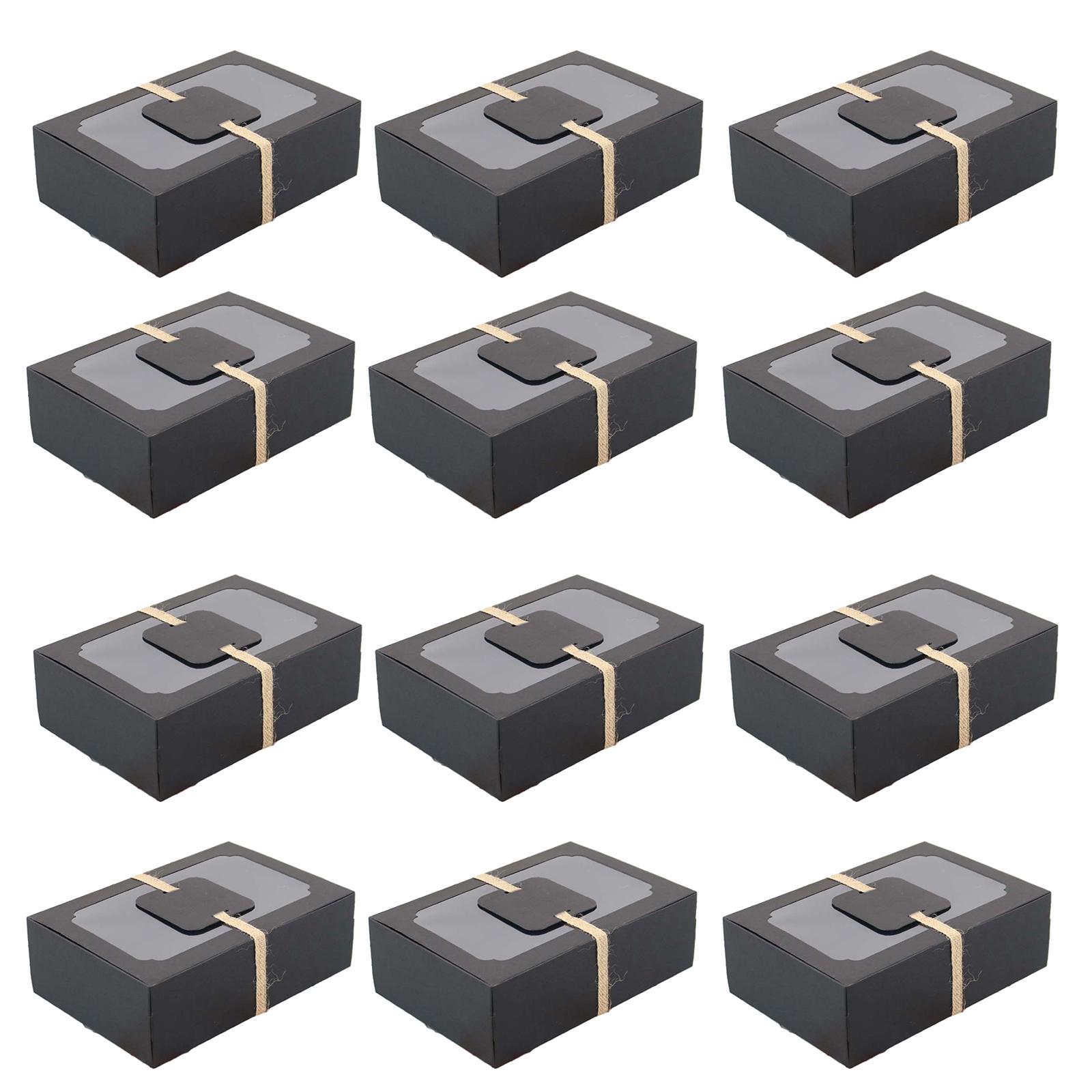 

12 шт. Большая бумажная коробка с прозрачным окном, бумажная кондитерская коробка для торта, конфет, печенья, печенья, подарков своими руками, прочная и портативная чёрный