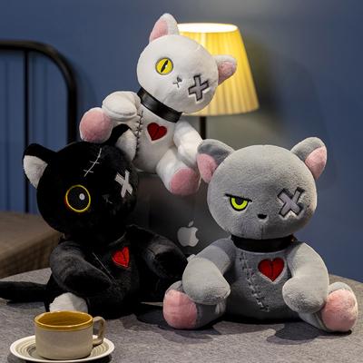 Reborn Cat צעצועי קטיפה ממולאים כהה סדרה גותית לוליטה חיות בובת ליל כל הקדושים קטיפה ילדים צעצוע עיצוב הבית