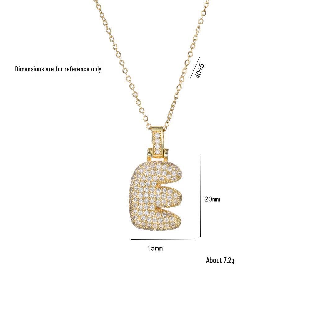 Women's European & American Style Copper Zircon Initial Necklace - Fashionable Clavicle Chain