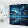 Mystical Moonlit Ocean Shower Curtain - Water-Resistant Fabric for Bathroom - Ideal for Nature and Lunar Enthusiasts