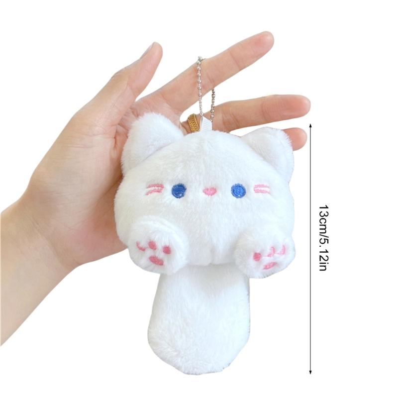 Cute Plush Cats Keychain Creative Animal Pendant Detachable Pendant Car Key Chain Backpack Pendant with Metal Keyring