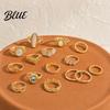 Colored Shell Inlay Rings 14Pcs/Set Women Ring Set Multi-Size Hollow