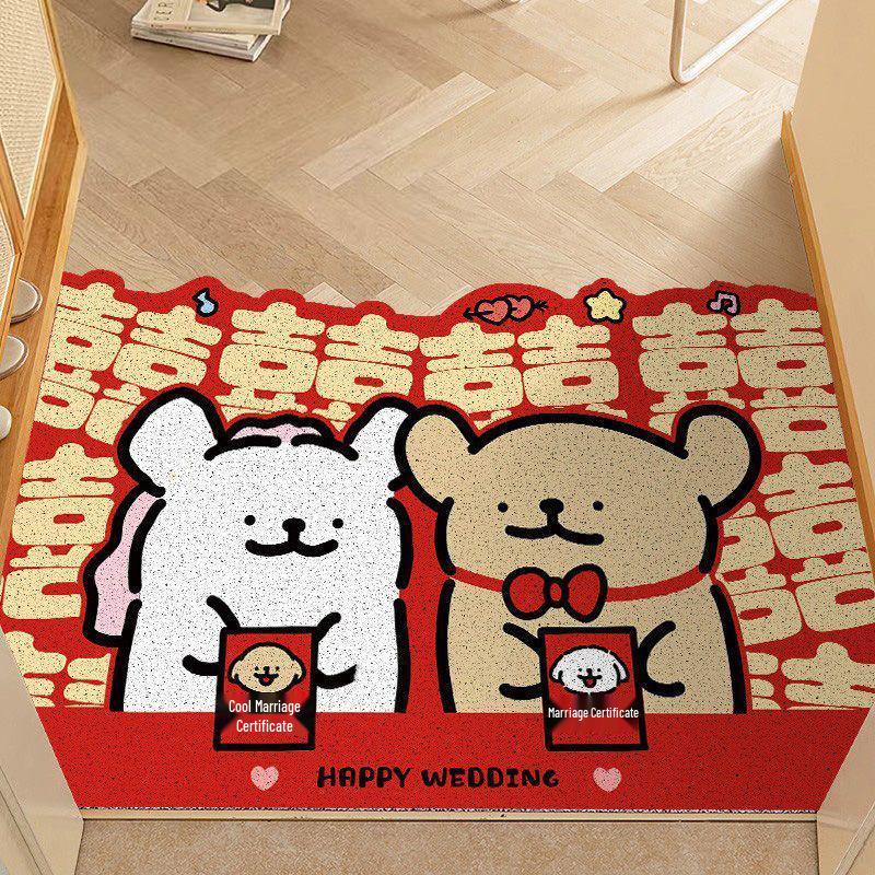 Festive Red Wedding Entrance Mat: Cuttable, Easy-to-Clean, Dirt-Resistant Foot Mat 40*60cm Silky Loop [Easy to Clean, Cuttable]