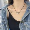 Korean Vintage Metal Heart Leather Necklace for Women - Versatile, Trendy Choker Chain