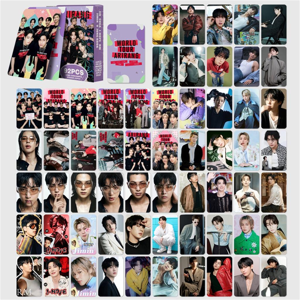 92PCS Kpop Photo Card Collection Set LOMO Card Sticker Pack for Fans Album Decoration Scrapbooking Gift World Tour Design