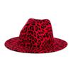 Beauty hot sale fashion leopard print top hat woolen soft felt hat printed original style jazz hat flat brim new