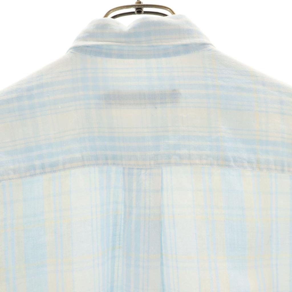 Nautica Cămașă cu mânecă scurtă cu nasturi pentru bărbați, amestec de in, model carouri vechi, anii '90, folosită