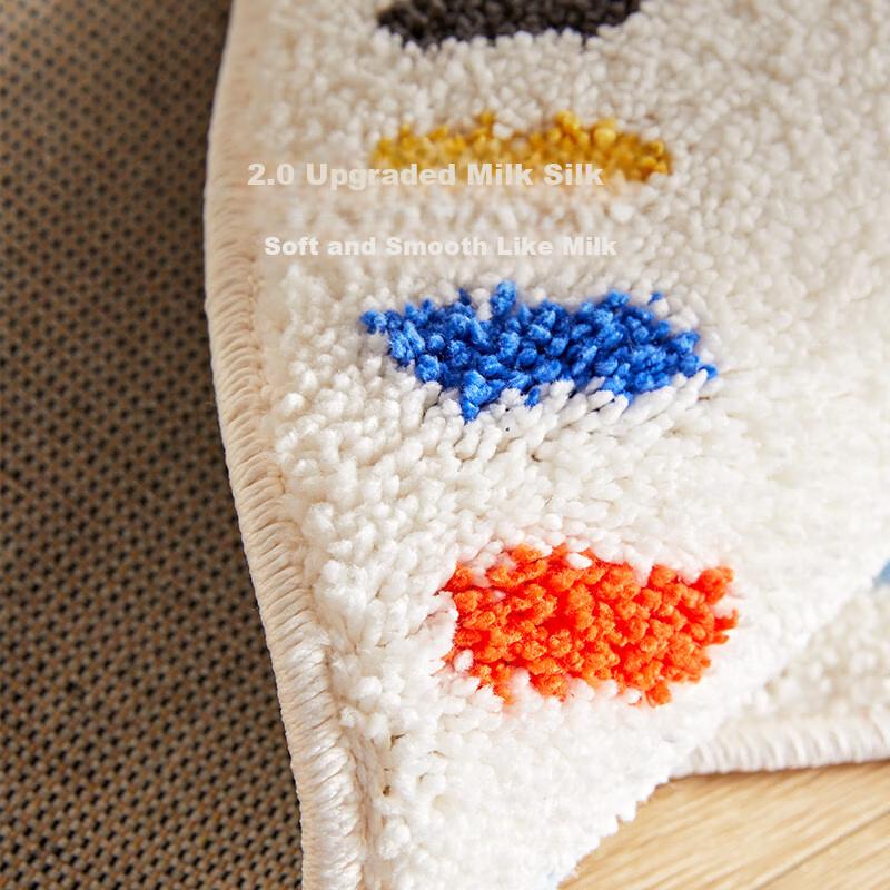 Shangce Milk Silk Children's Round Carpet Dopamine Bedroom Bedside Rug Living Room Kids Room Study Diameter 100cm