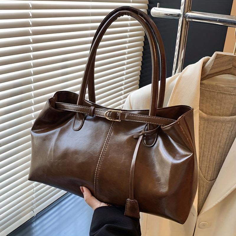 Borsa a tote/borsa a mano di grande capacità con finiture color oro, Borsa da lavoro minimalista per il pendolarismo, lo shopping, l'uso quotidiano