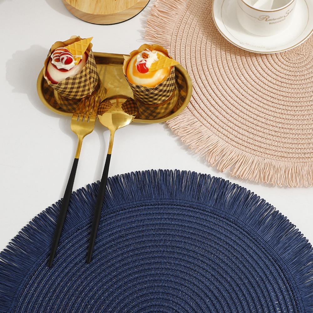 Paper Heat Resistant Place Mat Round Bowl Mat Kitchen Accessories Braided Placemat  Home