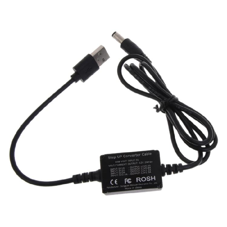 

USB to DC5.5x2.1mm Power Regulator Charging Cable Cord 5V to 12V Voltages Step Up Converter Cable Booster Line 1