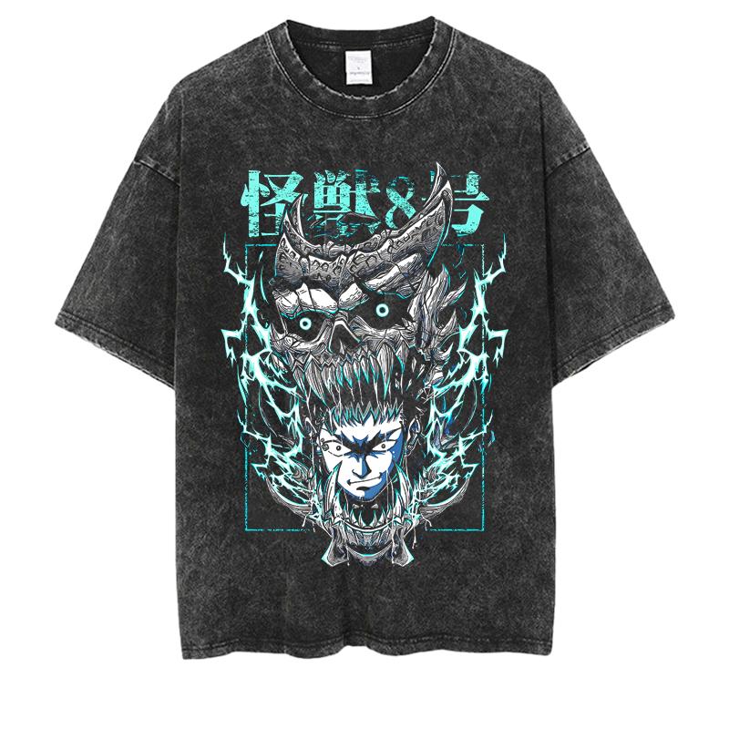 

Kaiju №8 Винтажная футболка с винтажным принтом для мужчин и женщин Kaiju №8 Принт Летняя мода Повседневная футболка с коротким рукавом M