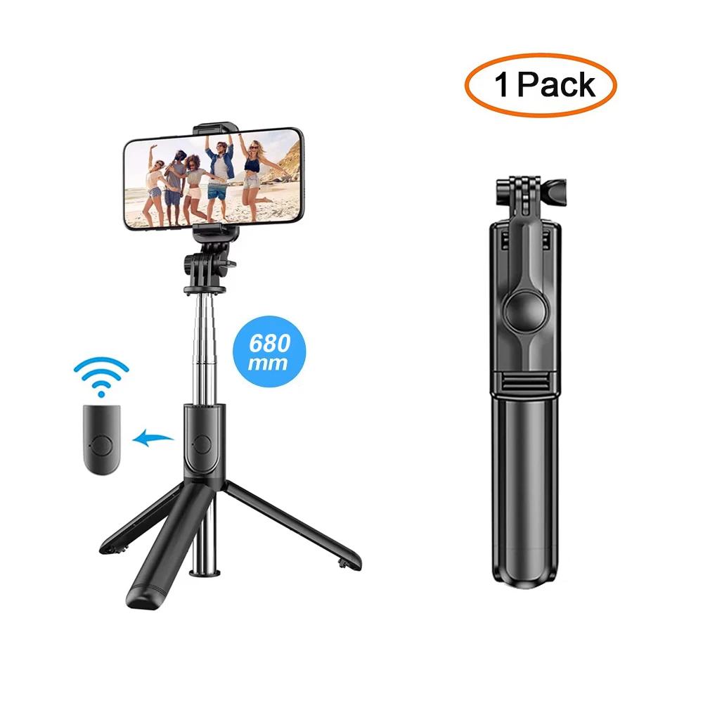 3In1 Bluetooth Selfie Tripod with Fill Light Shutter Remote Portable Foldable Monopod for iPhone Smart Phone