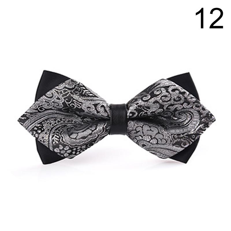 Fashion Men's Pointed Groom Leather Wrap Heart Bow Tie Men's Wedding British Dress Wholesale Pointed Korean Plaid Bow Tie
