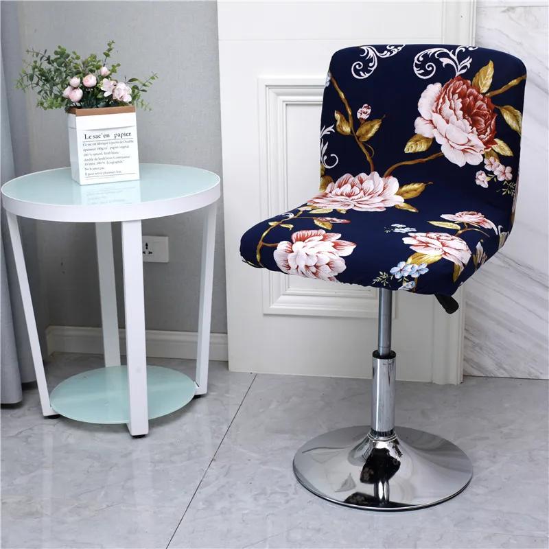 Flower Bar Stool Chair Cover Low Back Chair Slipcovers Spandex Seat Case Elastic Office Chair Cover Dining Seat Protector