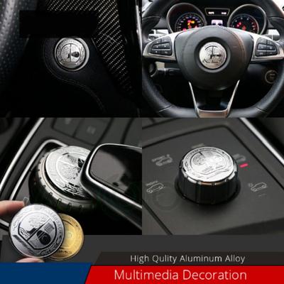 Car Styling Steering Wheel Badge Engine Start Stop Multimedia Mouse Button Cover Emblem Stickers for B C E GLE GLS GLA GLC ML GL S V G Class