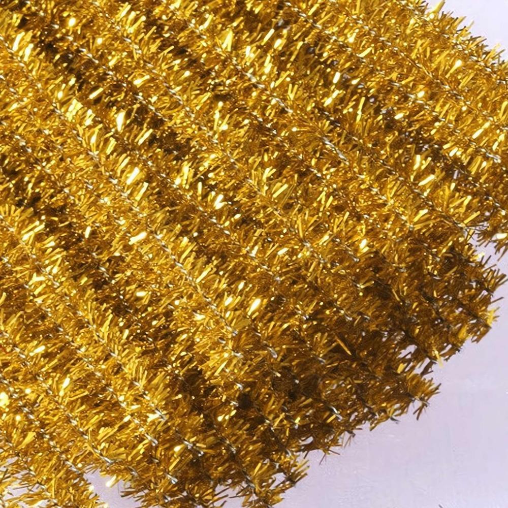 100pcs Colorful Chenille Stems Wire Core Tinsel Twisting Stick Plush Tinsel Stems  Handmade Crafts
