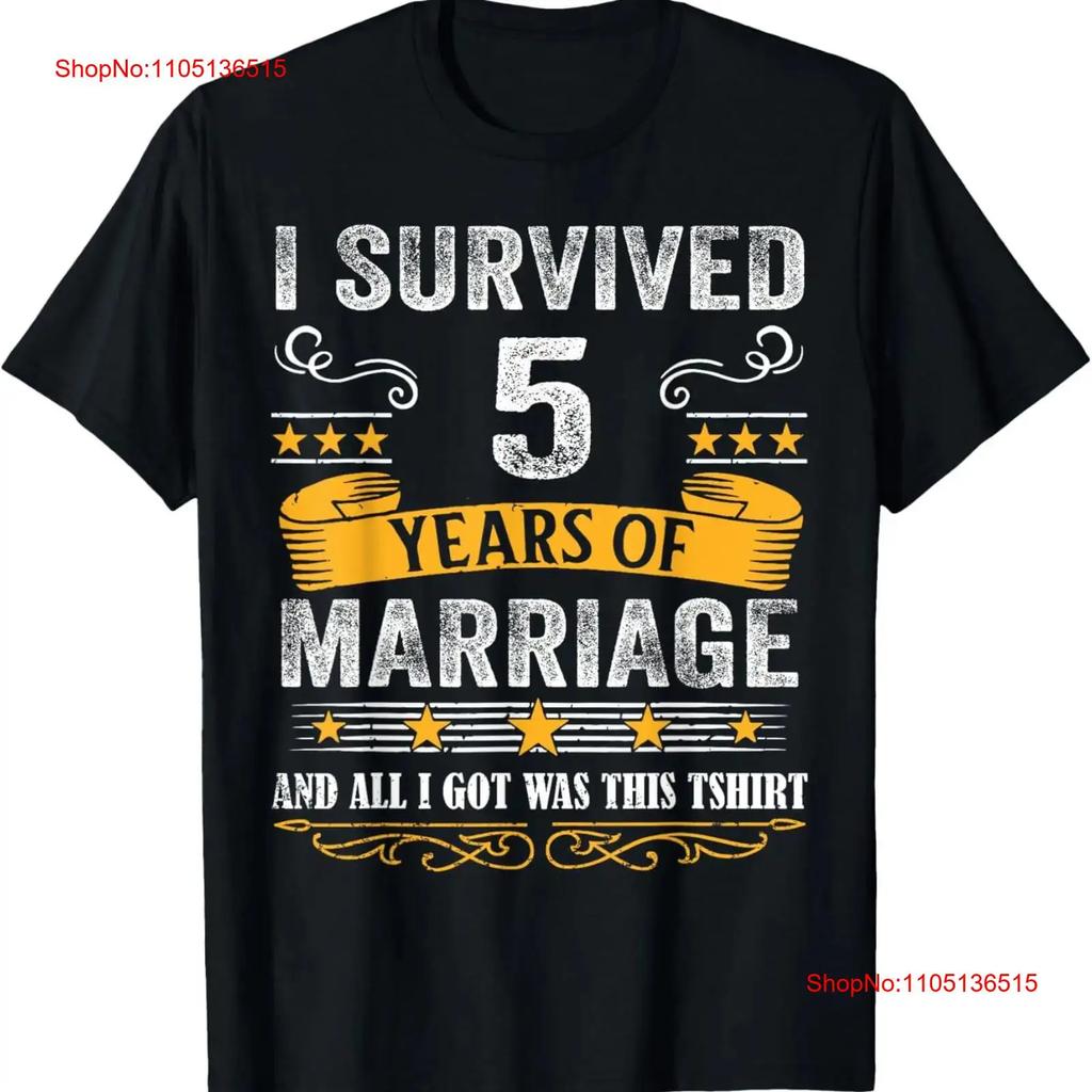 5th Wedding Anniversary shirt Couples Husband Wife 5 Years T vintage Washed fashion Versatile Soft Casual Unisex graphic