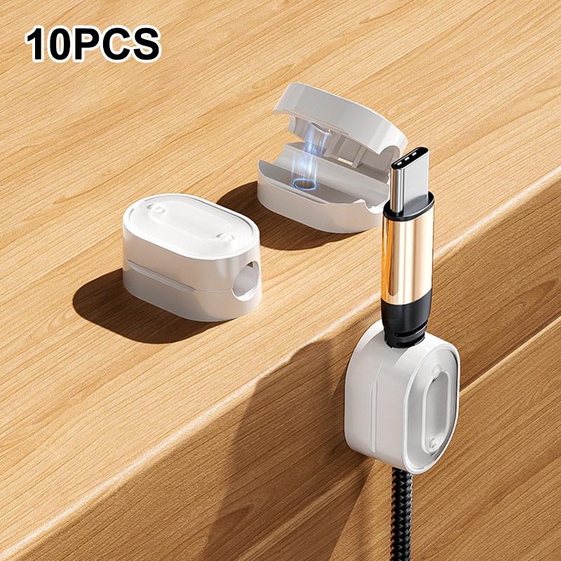 

10Pcs/set Magnetic Cable Organizer Holder Adhesive Wire Keeper Cord Cable Clips For Home Office Under Desk Management