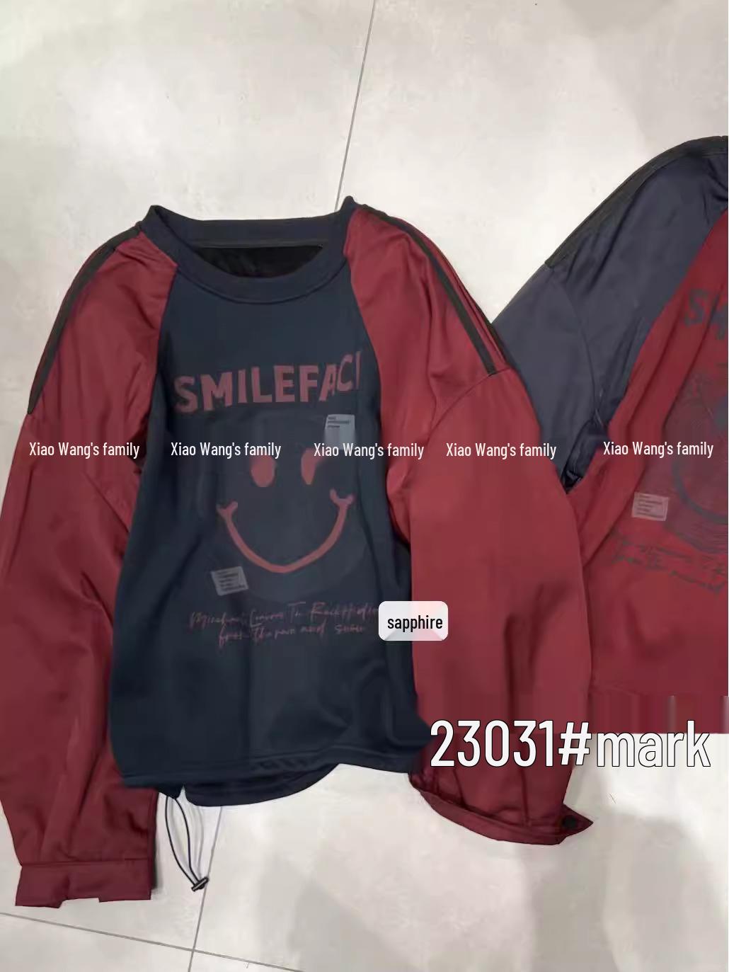 

Xiao Wang s 23031 Winter Korean Style Plus Size Smiley Fleece Sweatshirt One Size вина червоного кольору