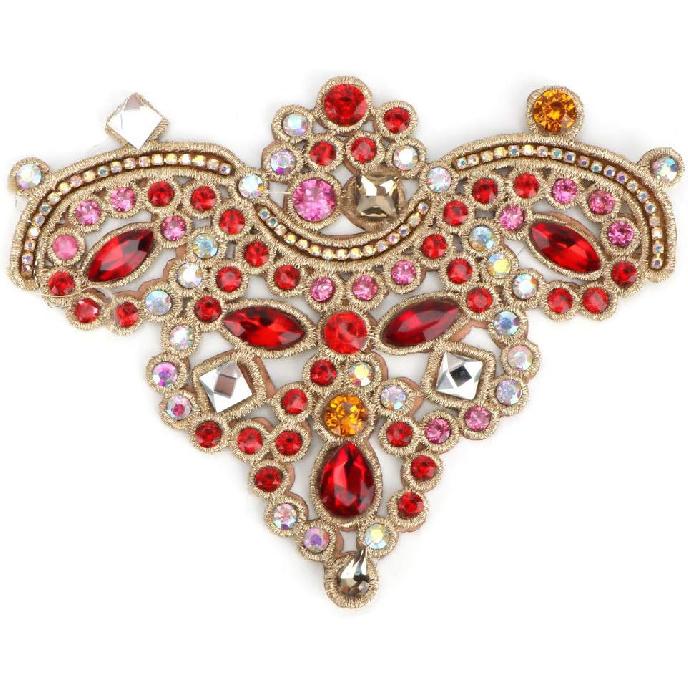 2Pcs Rhinestone Appliques, Sparkling Crystal Embroidery Patches for Clothes Bag Pants Shoes Clothing Decoration(08 Red)