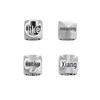 S999 Sterling Silver 3D Square Geometric Spacer Beads for DIY Bracelets