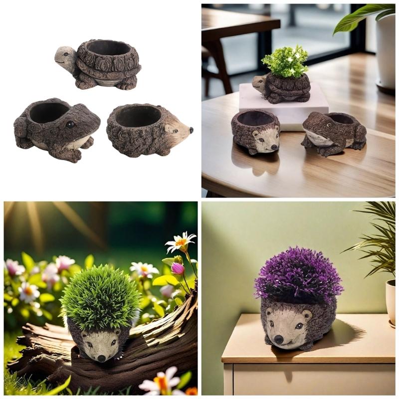 Artificial Animal Themed Flower Pots Cement Decorative for Garden Outdoor Succulents Flower Pots Cactus Container