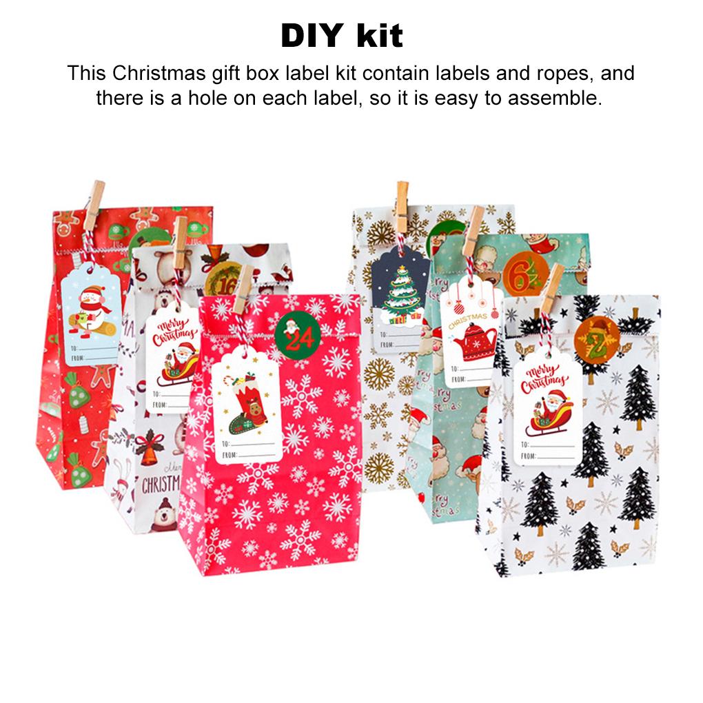 150 Pieces Christmas Packing Bags Hanging Tags with Ropes Kraft Paper Labels DIY Decoration Winter Festival Wrapping Accessories