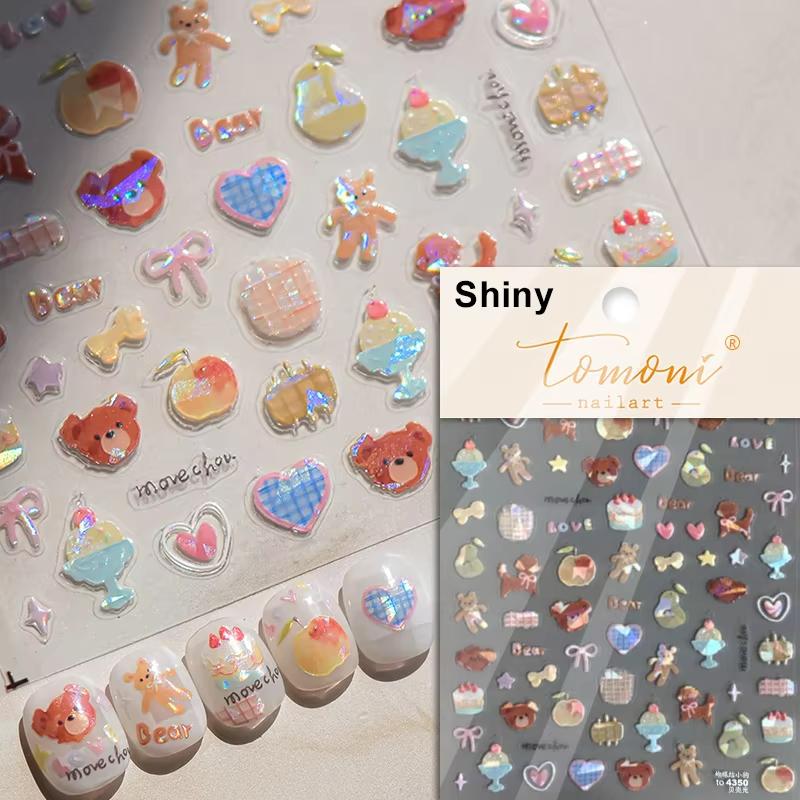 Lovely Strawberry Rabbit Cartoon 5D Embossed Reliefs Self Adhesive Nail Art Decorations Stickers 3D Manicure Decals