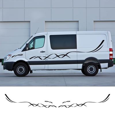 4Pcs/Lot Car Both Side Stickers Camper Van Sports Stripes Graphics Vinyl Decals For Mercedes Benz Sprinter Decor