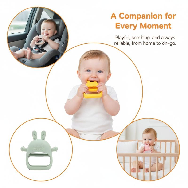 Food Grade Silicone Baby Teether With Cute Rabbit Shape Soothes Teething Discomfort For Infants Toddlers