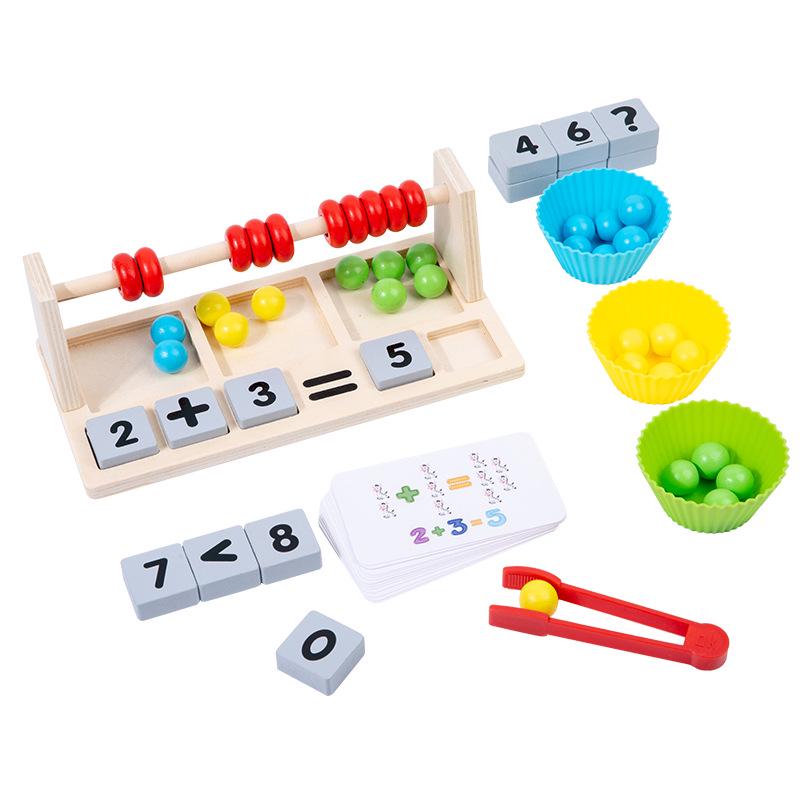 Wooden Children's Multifunctional Abacus and Calculating Rack - Educational Math Toy with Beads for Primary Students.