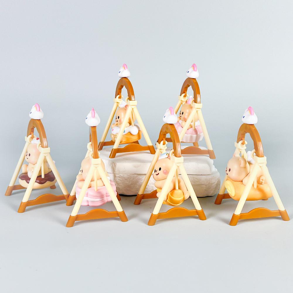 Butter Yellow Bear Swing Action Figure With Pvc Material For Gift And Collection