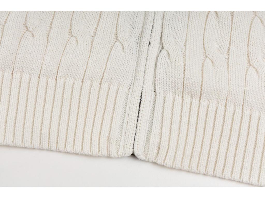 25ss Jesienno-Zimowy Wysokiej Jakości Kardigan z Splotu Warkoczowego z Kodem do Skanowania i Małym Haftowanym Logo