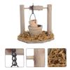 Handmade Wood Garden Accessory Small Water Wells Ornament with Bucket For Miniature Scene Landscape Decoration