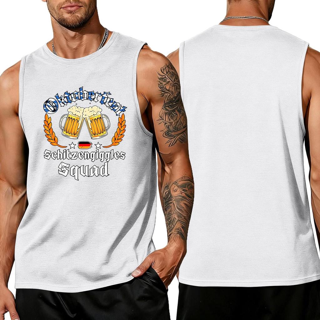 Men's Sleeveless Tank Top Casual Loose Fit Summer Muscle Shirt Oktoberfest Graphic Printed Vest Comfortable Cotton Blend