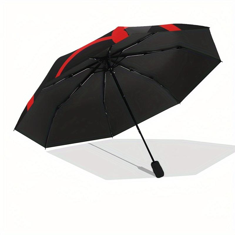 "Red Circular Symbol Graphic T Shirt" Umbrella, Portable 3 Fold Compact Umbrella for Men & Women,S72