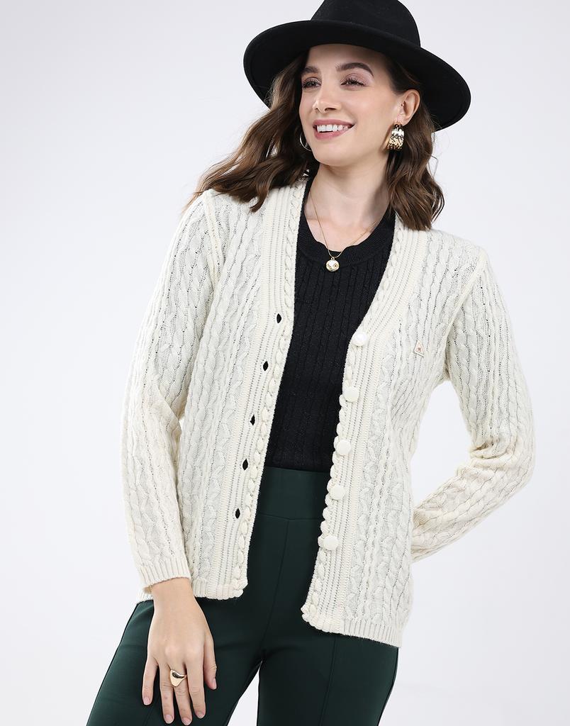 MONTE CARLO Women's V Neck Full Sleeve Cardigan