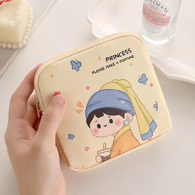 Kawaii Mädchen Menstruationstasse Aufbewahrungstasche Cartoon Muster Mini Münzbörse Tragbare Kosmetiktasche Kopfhörerhülle Menstruationsunterlage Tasche