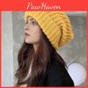 Womens Circumference Large Head Knitted Wool Hat Versatile Warm Slouchy Solid Color Korean Style For Autumn And Winter