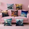 MMilitary Aircraft Fighter Enthusiasts Stitch Lucky Dragon Pillow Cover Sofa Cushion Cover Home Room Decoration Children Gift