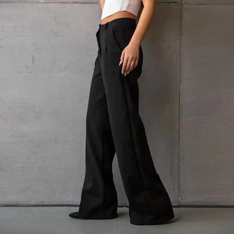 Fashion Wind Summer Black Elegant High Waist Straight Pants High Waisted Straight Leg Pants