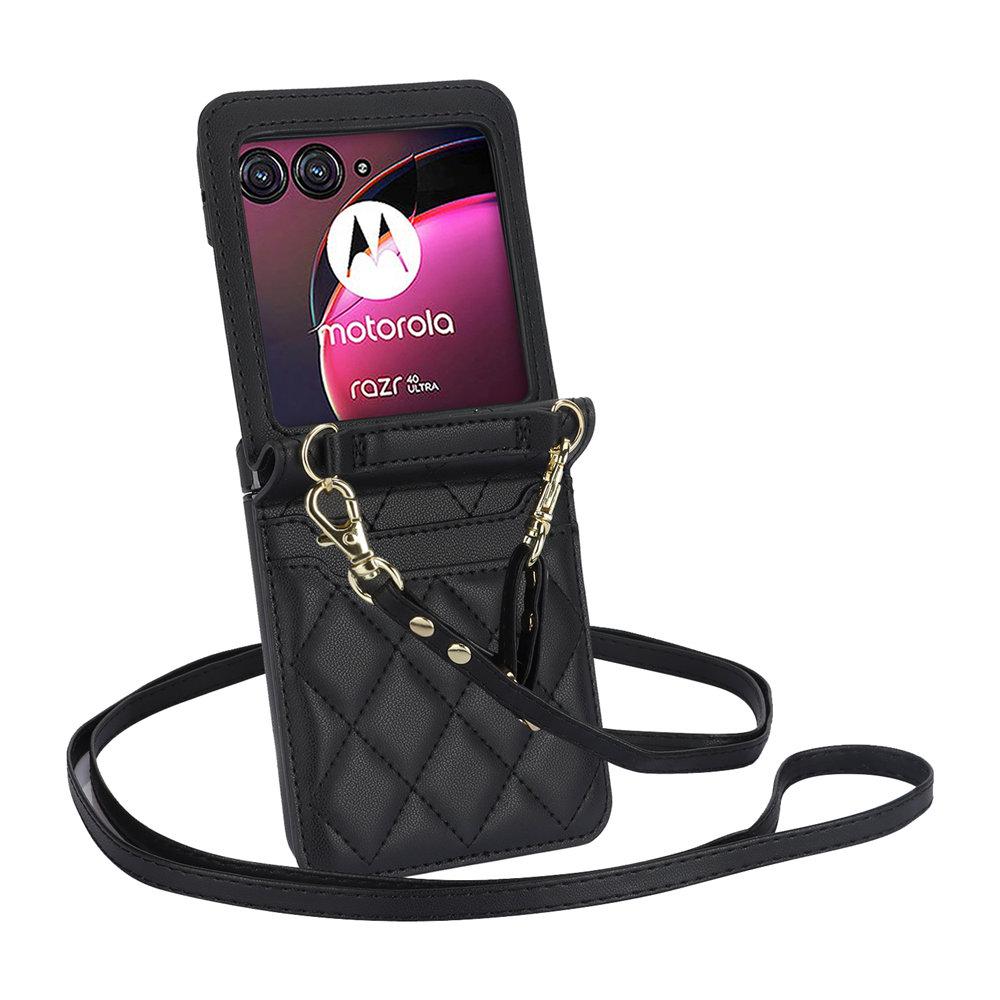 

Модний шкіряний чохол-гаманець MOTO Razr 40 Crossbody зі слотами для карток для Motorola MOTO Razr 40Ultra з довгим ремінцем-браслетом MOTO Razr 40Ultra