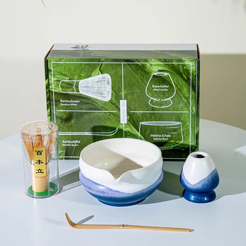 4/8PCS Japanese Matcha Blender Set with Bamboo Whisk Matcha Brush Teaspoon Kiln for Beverage Shop Tea-Making Tools