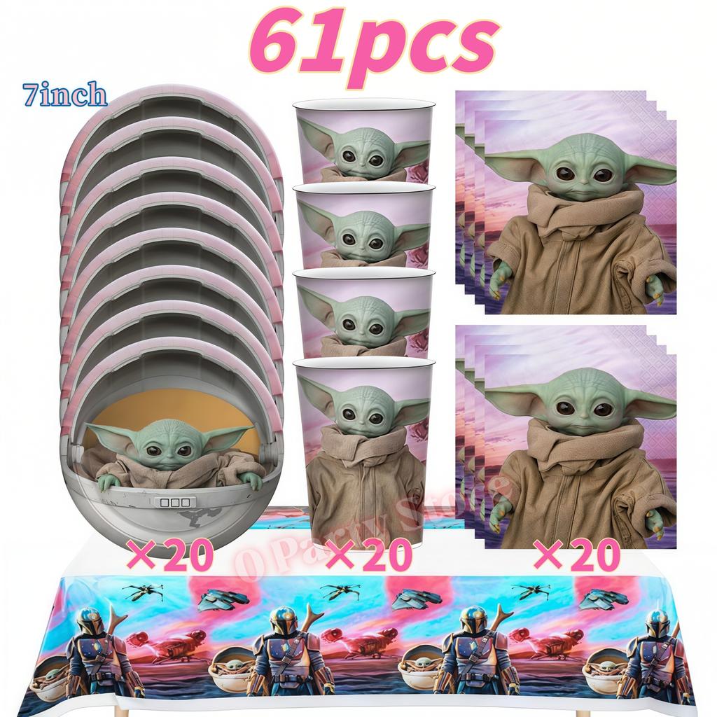 Cute Yodaes Baby Birthday Party Decorations Plate Cup Napkin Balloon Banner for Boys Party Favor Baby Shower Event Supplies Gift