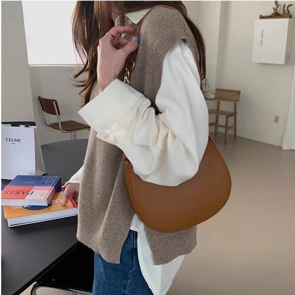 Bag Women'S Versatile Trendy Chain Underarm Bag Versatile One Shoulder Crossbody Saddle Bag