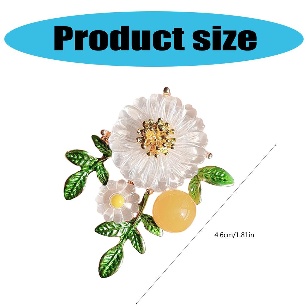 Elegant Daisy Flower Brooch for Women Green Leaf Sunflower Lapel Pin Accessory Jewelry for Jackets Backpack Scarf Hats